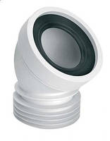 Коліно для унітазу під кутом 45 з ущільненням L-160 mm WC-CON16