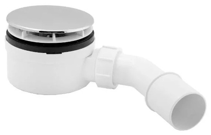 Сифон для душового піддону d90мм, висота 57мм, кришка пласт хром 113мм, випуск 40/50, Mcalpine HC2730LCPN-PB