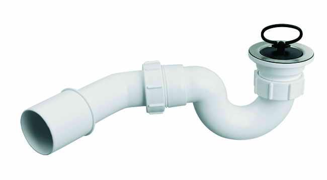 Сифон для душового піддону d50мм, нерж решітка 70мм, з гумовою пробкою, випуск 40/50, Mcalpine HC25-POL