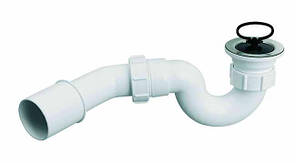 Сифон для душового піддону d50мм, нерж решітка 70мм, з гумовою пробкою, випуск 40/50, Mcalpine HC25-POL