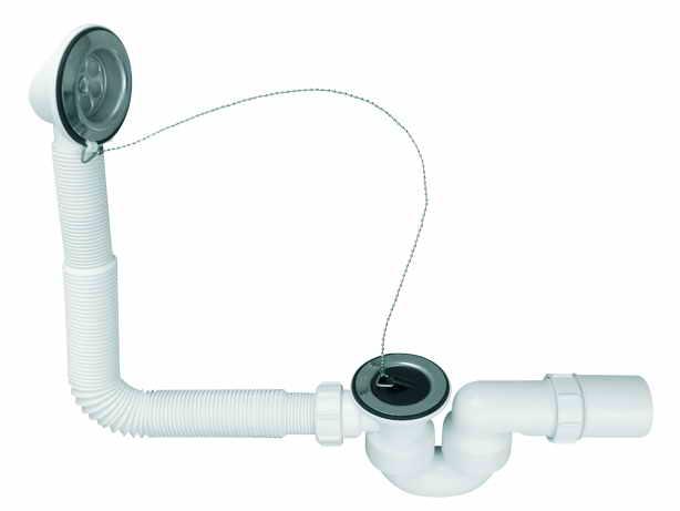 Сифон для ванн і глибоких душових піддонів McAlpine HC30-EX 50 мм Англія злив/перелив c пробкою