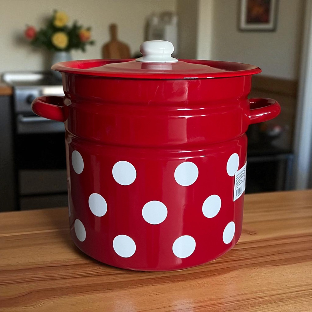 Каструля емальована 12л Горох на червоному 1624/4 Idilia