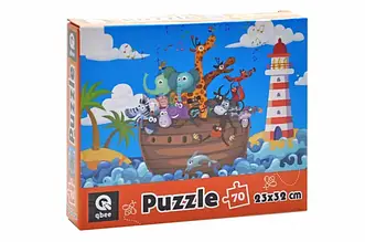 Дитячі пазли картонні "Звірятка на кораблику" 70 елементів QB400-007 qbee 20*4*17 см