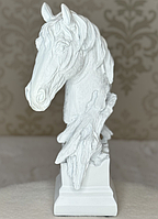 ❤️Декоративна статуетка Кінь 30х19х9 см голова коня з текстурою дерева, Білий