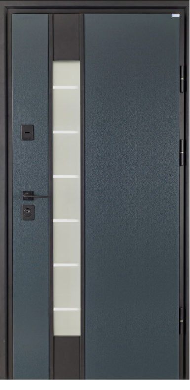 Двері вхідні з терморозривом Бастіон МОНОЛІТ ПВХ Антрацит/ПВХ біле дерево Лампре 13 960х2050 мм