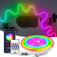 Гибкий неон 5 м Умная неоновая LED лента с синхронизацией музыки Светодиодная лента RGB