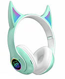 Бездротові навушники STN-25 з вушками і підсвічуванням М'ятний, фото 2