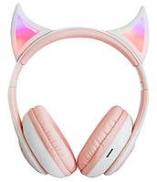 Бездротові навушники STN-25 з вушками і підсвічуванням Рожевий