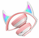 Бездротові навушники STN-25 з вушками і підсвічуванням Рожевий, фото 4