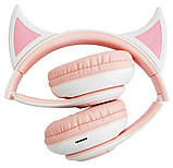 Бездротові навушники STN-25 з вушками і підсвічуванням Рожевий, фото 5