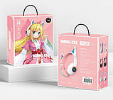 Бездротові навушники STN-25 з вушками і підсвічуванням Рожевий, фото 8