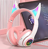 Бездротові навушники STN-25 з вушками і підсвічуванням Рожевий, фото 9