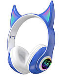 Бездротові навушники STN-25 з вушками і підсвічуванням Синій, фото 2