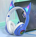 Бездротові навушники STN-25 з вушками і підсвічуванням Синій, фото 6