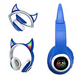 Бездротові навушники STN-25 з вушками і підсвічуванням Синій, фото 8