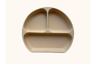 Силіконова дитяча тарілка 3-х секційна Бежева (1210)