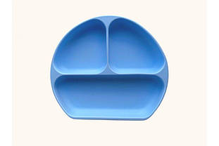 Силіконова дитяча тарілка 3-х секційна Блакитна (231)