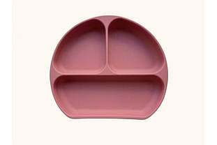 Силіконова дитяча тарілка 3-х секційна Димна троянда (1718)