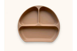 Силіконова дитяча тарілка 3-х секційна Капучіно (1317)