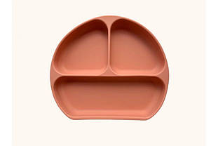 Силіконова дитяча тарілка 3-х секційна Персикова (1330)