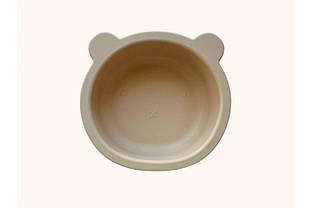 Силіконова дитяча тарілка глибока "Ведмедик" Бежева (1210)
