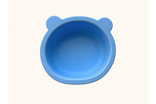 Силіконова дитяча тарілка глибока "Ведмедик" Блакитна (231)