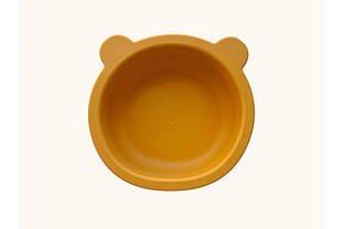 Силіконова дитяча тарілка глибока "Ведмедик" Гірчиця (1036)