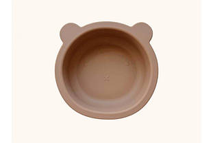 Силіконова дитяча тарілка глибока "Ведмедик" Капучіно (1317)