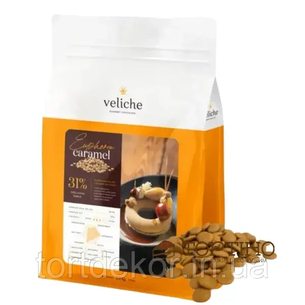 Натуральний білий шоколад 31% з карамеллю Veliche, 10 кг, фото 1
