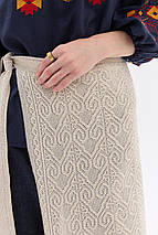 Жіночий в'язаний фартух "Подих" (90 см) бежевий, фото 4