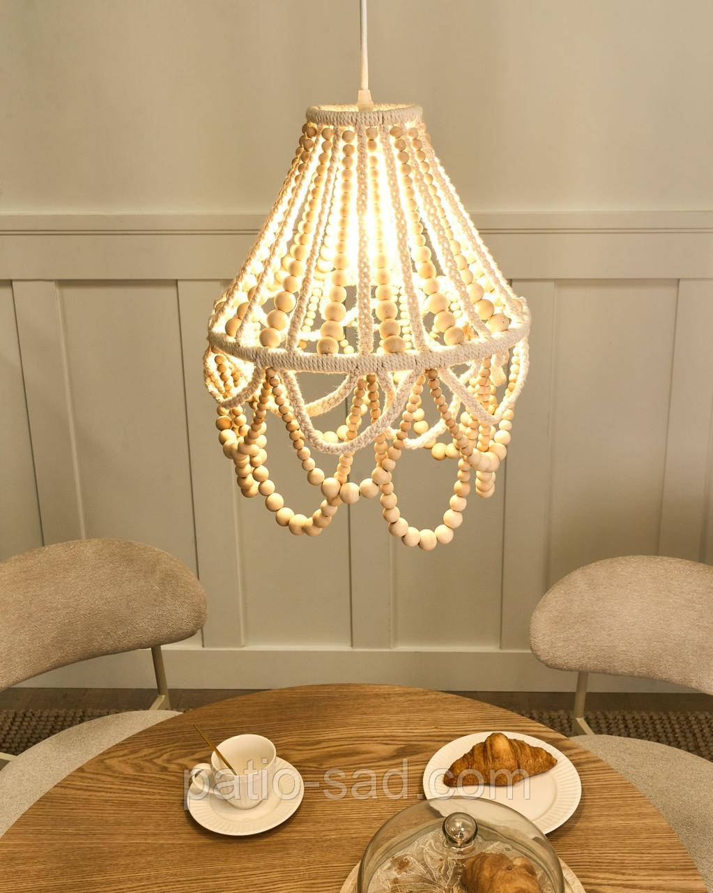 Дерев'яна люстра MENIK Світло-коричневий колір, фото 1