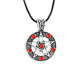 Підвіска кулон Пентаграма амулет надприродний талісман з чорними кристалами, фото 3