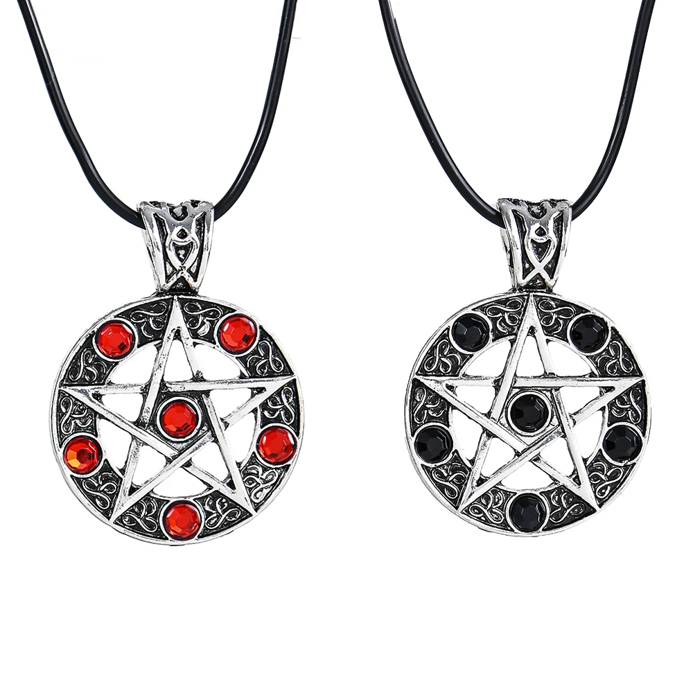 Підвіска кулон Пентаграма амулет надприродний талісман з чорними кристалами, фото 1