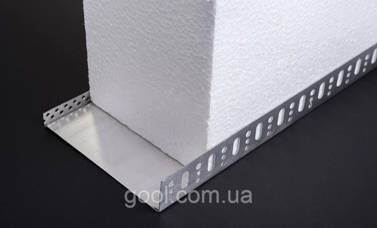 Профіль цокольний алюмінієвий 153 мм довжина 2,0 метра (товщина алюмінію 0,6мм) для вати та пінопласту 15 см, фото 1