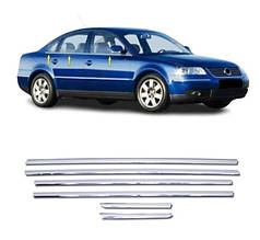 Нижня окантовка вікон (молдінги) для Volkswagen Passat B5+ 2000-2005 (Хром-нерж, 6шт) TAN24