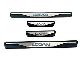 Накладки на пороги Logan Renault Dacia 2005-2013 (хром-пласт) TAN24