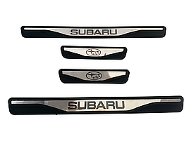 Накладки на пороги Subaru Outback 2015+ з лого (хром-пласт) TAN24