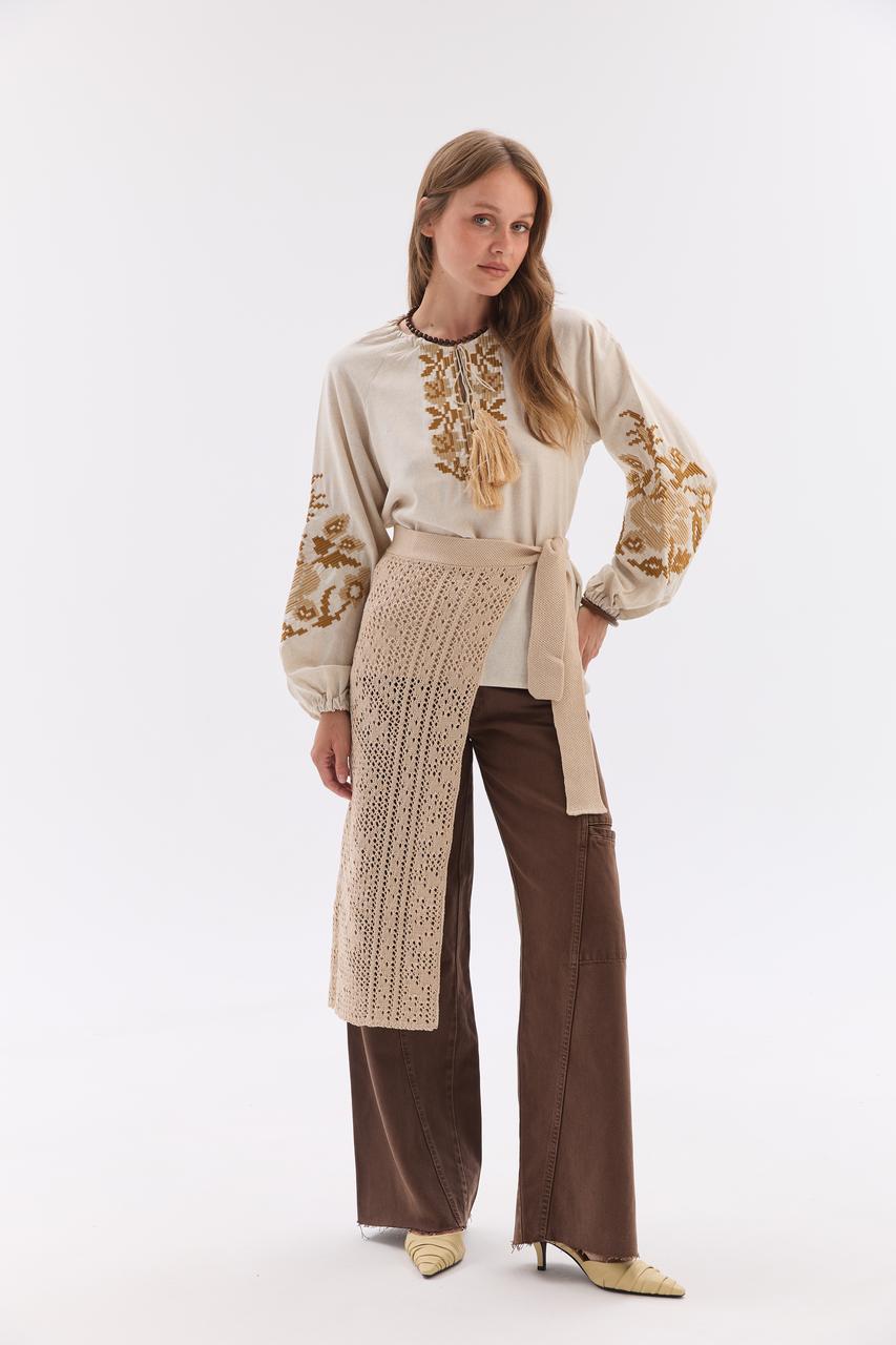 Жіночий в'язаний фартух "Серпанок" (70 см)