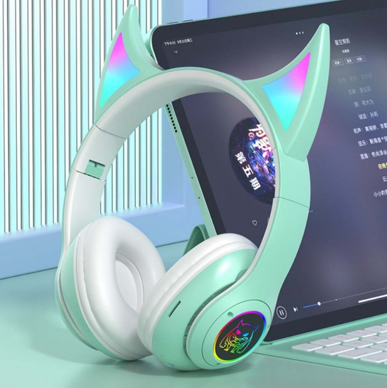 Світні навушники з вушками STN-25 бездротові М'ятний, фото 1