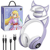 Світні навушники з вушками STN-25 бездротові Фіолетовий