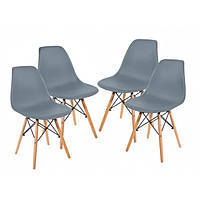 Крісло для кухні на ніжках Bonro В-173 FULL KD сіре (4шт)