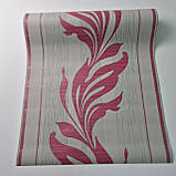 Шпалери вінілові 0.5 × 10 м Marburg Velvet Panels 56731, сірі та рожеві з малюнком листя/гілок для холу, вітальні, фото 3