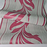 Шпалери вінілові 0.5 × 10 м Marburg Velvet Panels 56731, сірі та рожеві з малюнком листя/гілок для холу, вітальні, фото 5