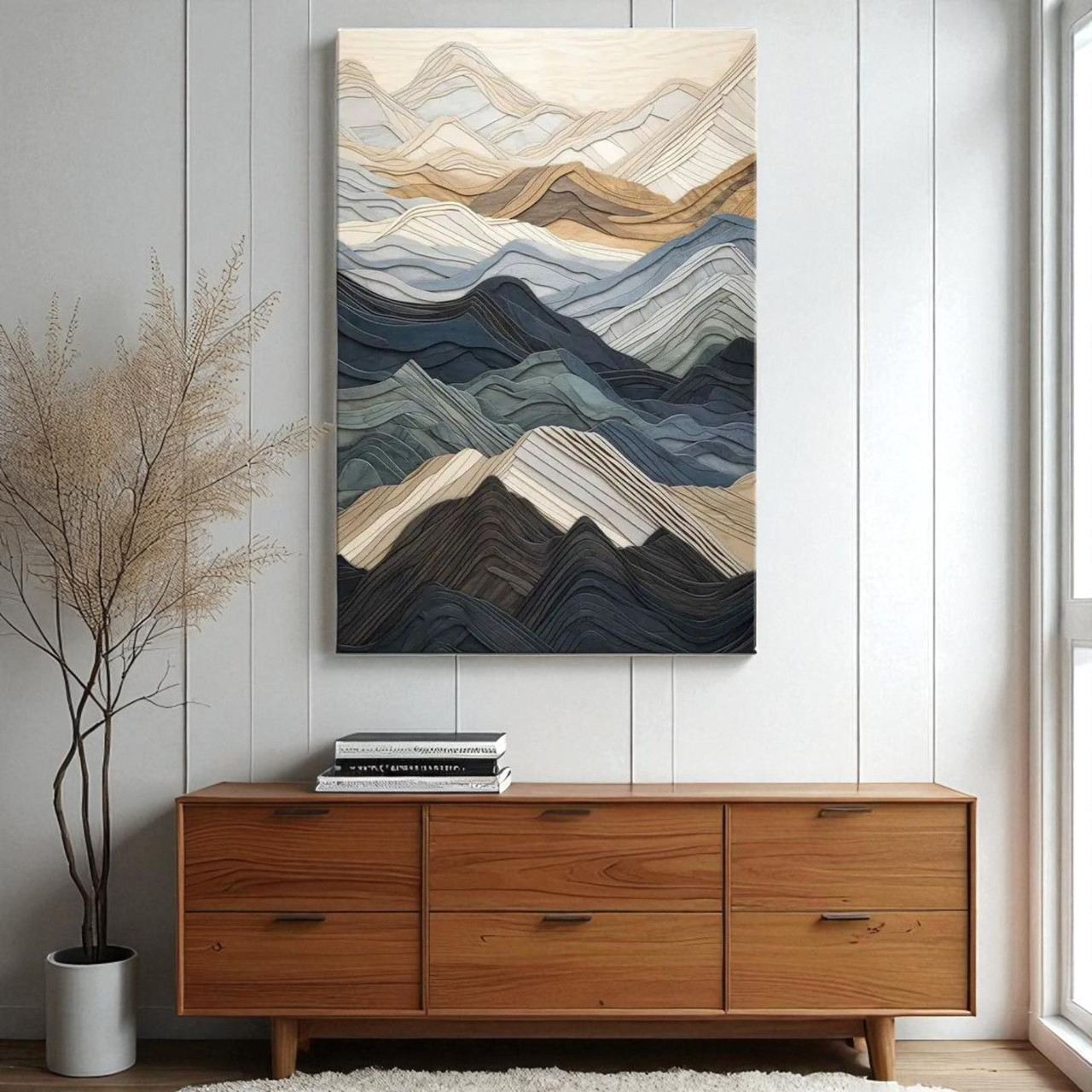 Картина Анотація мінімалістичний пейзаж у світлих тонах Декор у сучасний інтер'єр Друк на полотні 60х40, фото 1