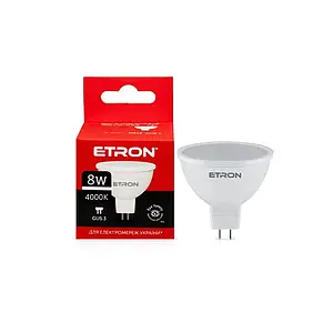 LED лампа ETRON MR16 8W 4000K 220V GU5.3, світлодіодна лампа 1-ELP-066