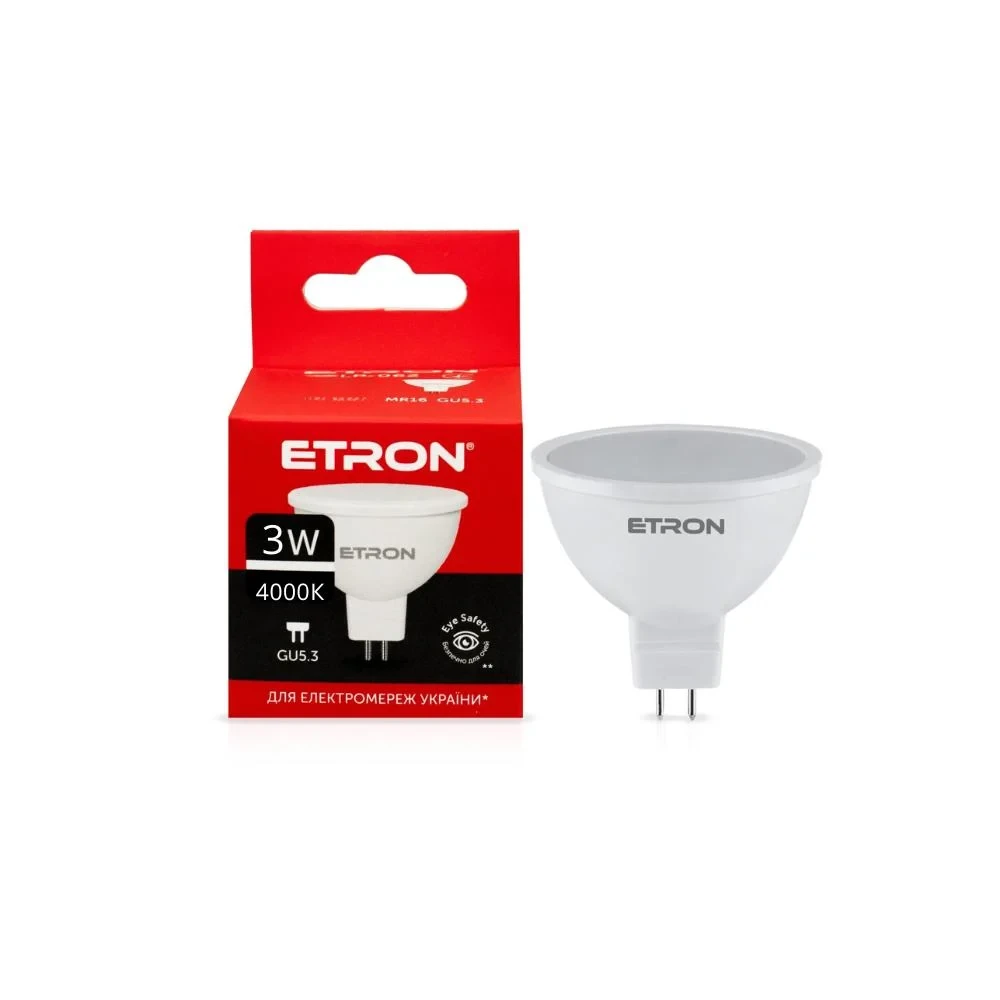 LED лампа ETRON MR16 3W 4000K 220V GU5.3, світлодіодна лампа 1-ELP-064, фото 1