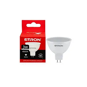 LED лампа ETRON MR16 3W 4000K 220V GU5.3, світлодіодна лампа 1-ELP-064