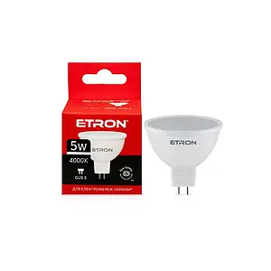 LED лампа ETRON MR16 5W 4000K 220V GU5.3, світлодіодна лампа 1-ELP-062