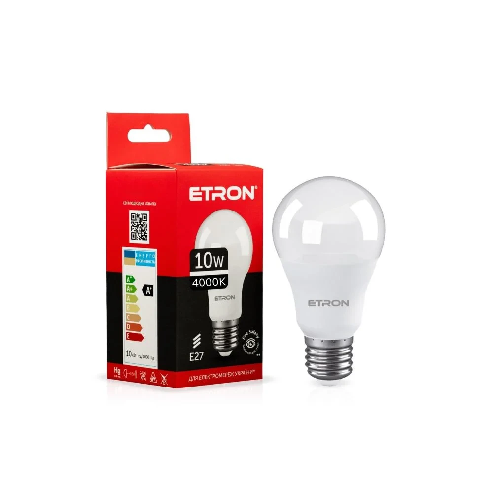 Світлодіодна LED лампа А60 E27 10W 220V 4000K ETRON 1-ELP-008, фото 1