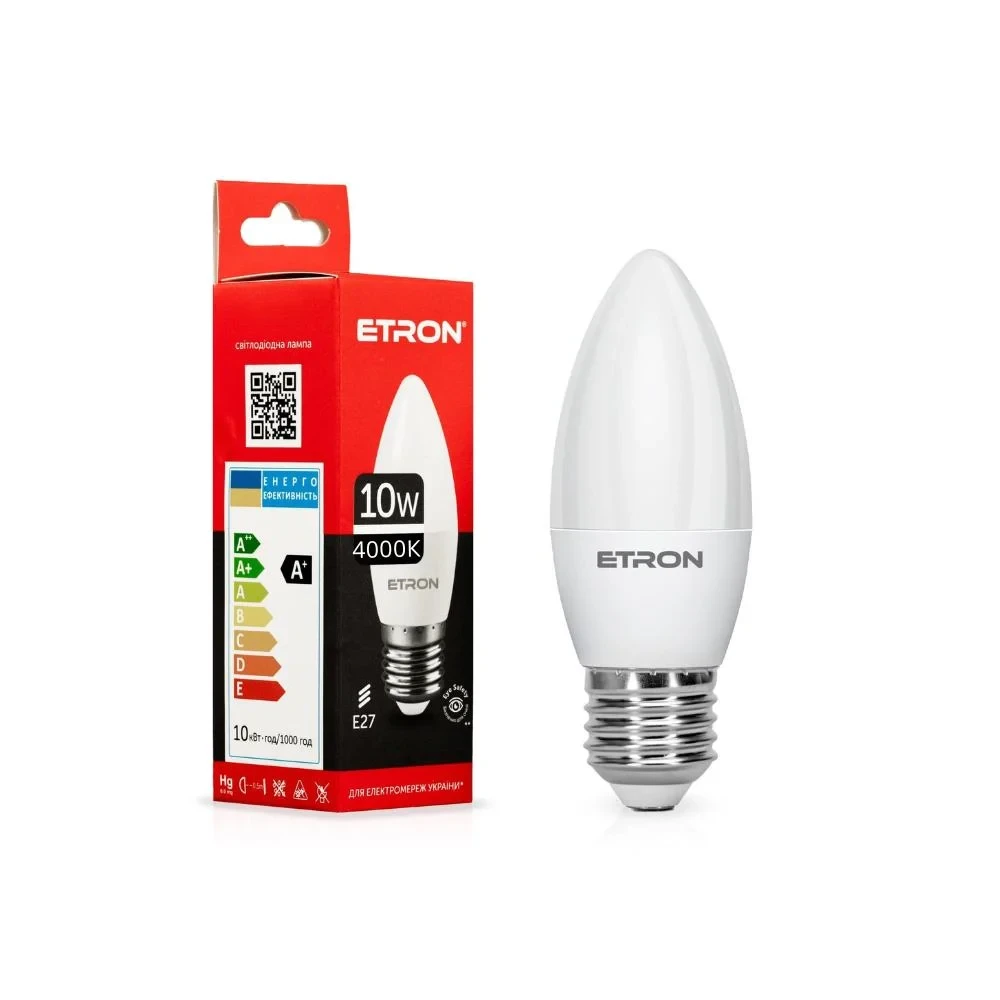 Світлодіодна LED лампа С37 E27 6W 220V 4000K ETRON 1-ELP-018, фото 1